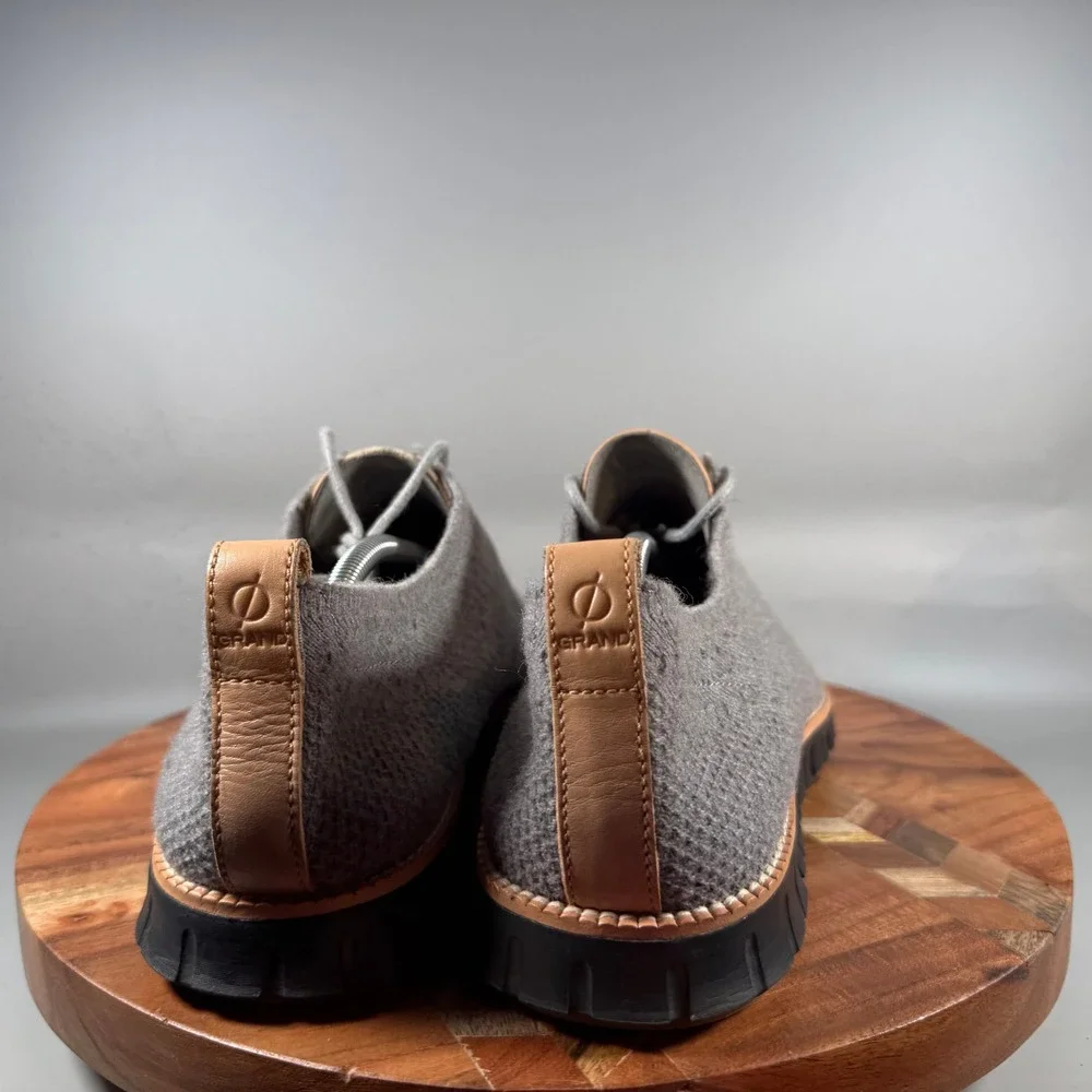Cole Haan Zerogrand Wingtip Oxford Gray Wool Knit Shoes C28892 Mens 12M